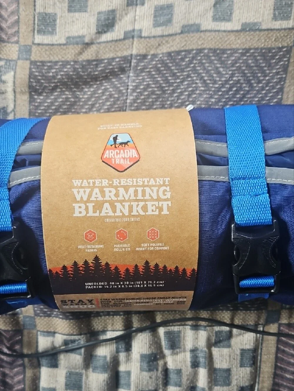 Blue Roll-Up Warming Blanket with Carry Straps by Arcaida Trail